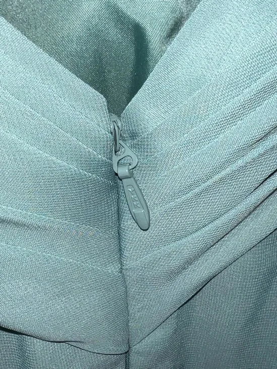 NWT Mint Green Chiffon Hi-Low Dress | Beaded Waist Formal Mother of the Bride - Picture 4 of 11